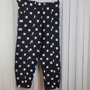 BITTE KAI RAND Checkpoin Black and White Square Pattern Pants 100% linen. Size M